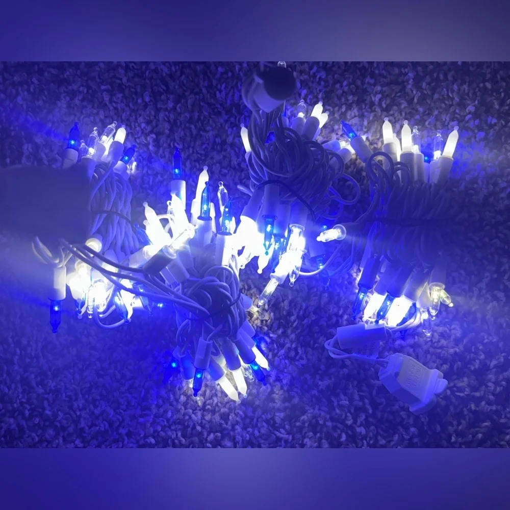 LED Mini Christmas String Lights 50 count blue white 2 boxes NEW NWT Xmas